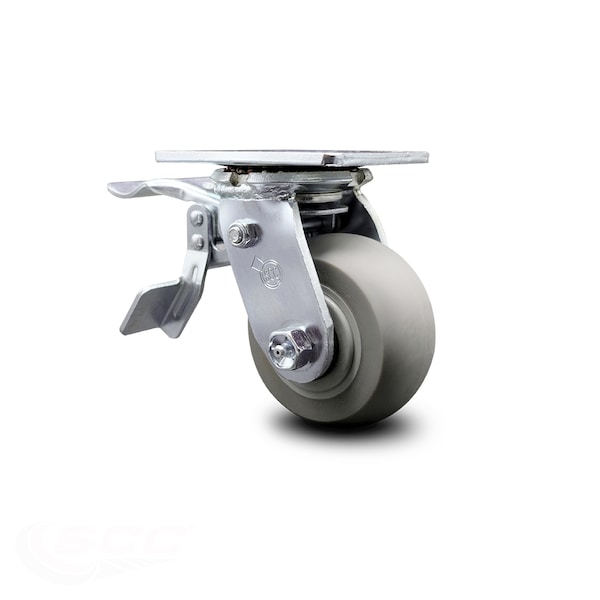 4 Inch Thermoplastic Rubber Swivel Caster with Ball Bearing and Total Lock Brake
